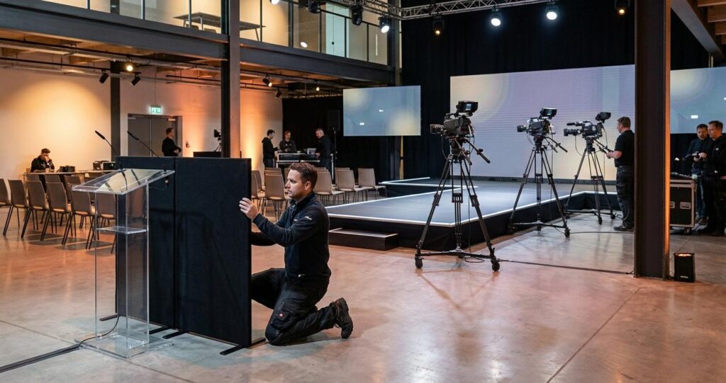 Mitigating Sound Leakage in Sensitive On-Site Corporate Productions