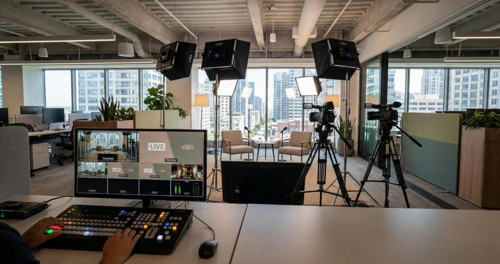 The Logistics of Setting Up a Temporary Broadcast Studio in the Office