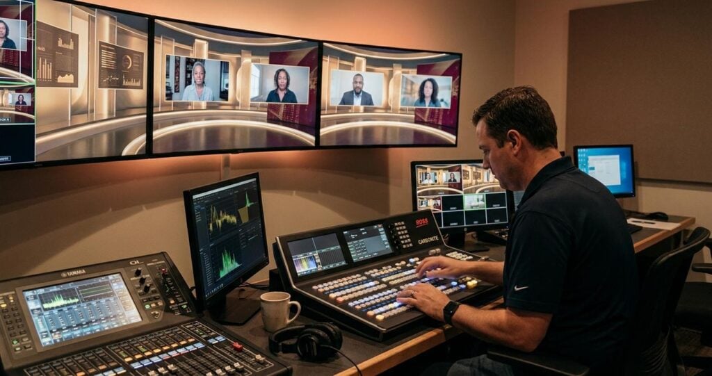Using Virtual Sets to Host Multi-Regional Panels in One Digital Space
